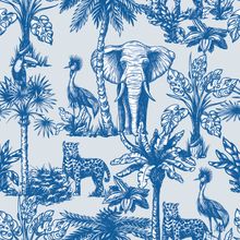 Tropical Trees and Jungle Animals Pattern Wallpaper