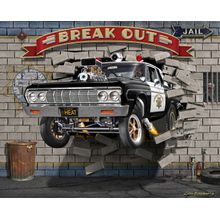 Cop Car Break Out Wall Mural