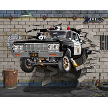 Cop Car Break Out (No Text) Wall Mural