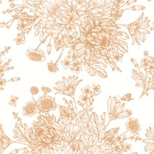 Beautiful Gold Chrysanthemum Chinoiserie Wallpaper