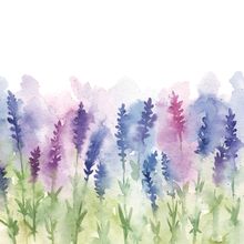 Watercolor Lavender Field Wallpaper Mural