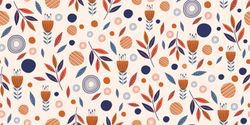 Scandinavian-Folk-Art-Tulip-Pattern-Wallpaper