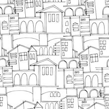 Modern City Line Drawing Pattern Wallpaper