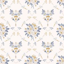 Pretty Modern Farmhouse Damask Pattern Wallpaper