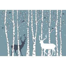 Deer And Birch Trees Wall Mural