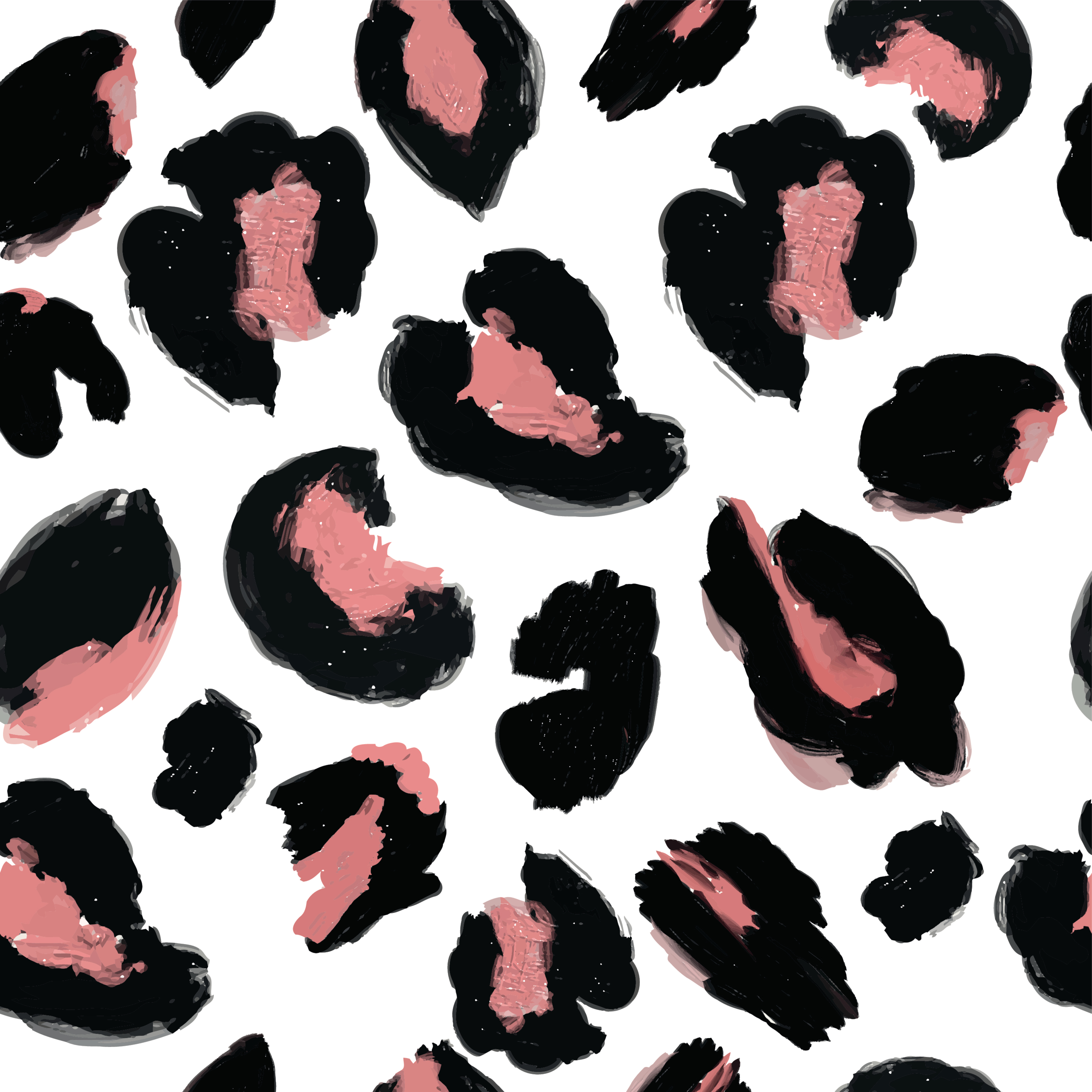 Pink Paint Splotch Leopard Pattern Wallpaper