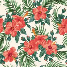 Hibiscus Palm Pattern Wallpaper