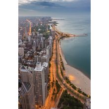 Aerial View of Chicago And Lake Michigan Wall Mural