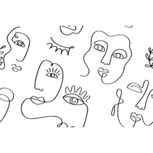 Faces Doodle Pattern Wallpaper