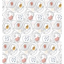 One Line Women Faces Pattern Wallpaper