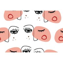 Modern Face Line Art Pattern Wallpaper