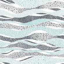 Pointillist Wave in Blue and Black Wallpaper