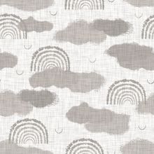 Rainbow and Clouds on Woven Linen Wallpaper
