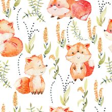 Watercolor Fox Pattern Wallpaper