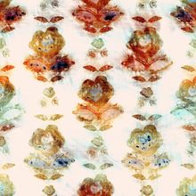 Colorful Woodblock Watercolor Damask Pattern Wallpaper