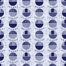 Boro-Style Indigo Tie Dye Circle Pattern Wallpaper