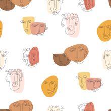 Abstract Face Drawing Pattern Wallpaper