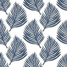 Navy Fern Leaf Pattern Wallpaper