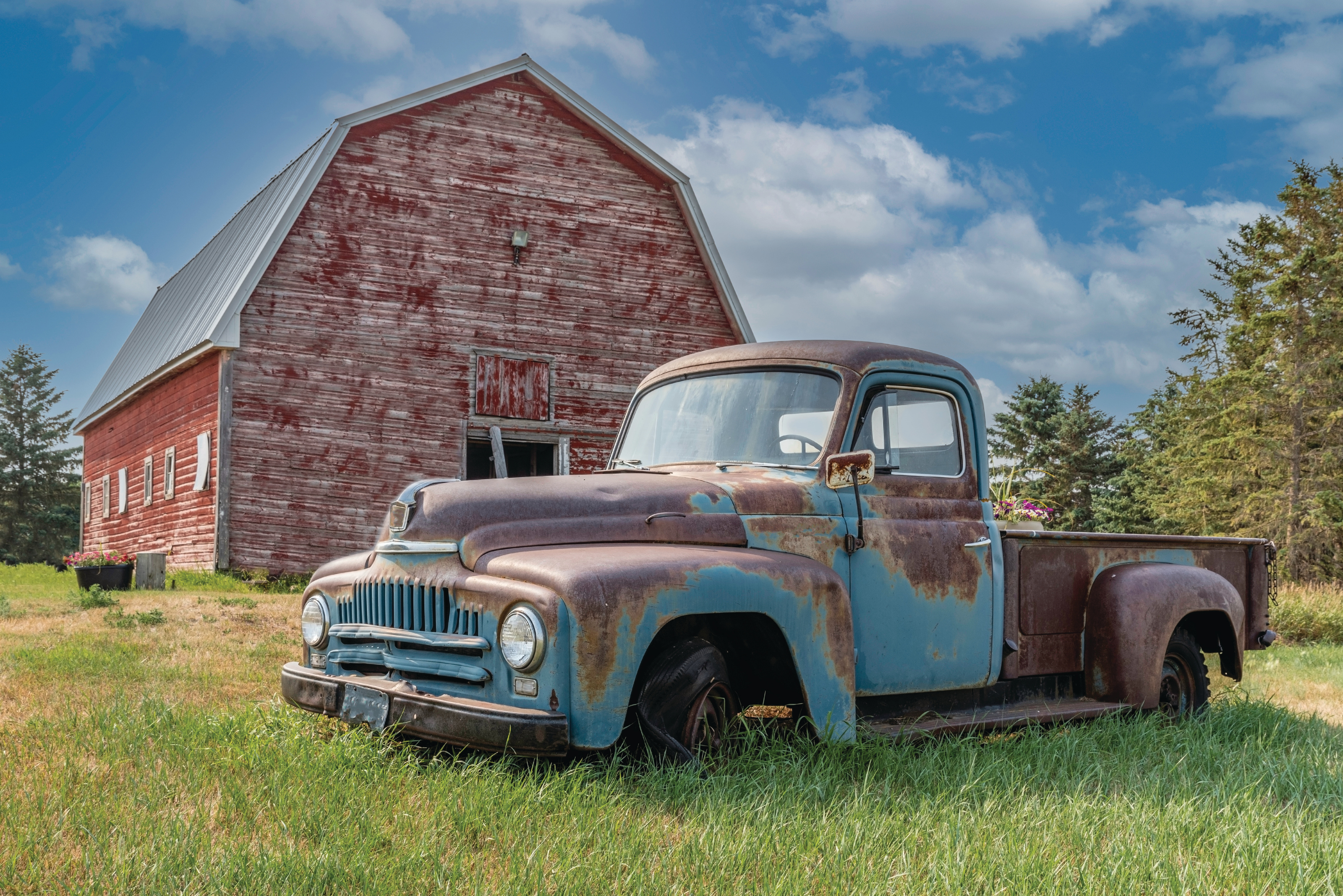 skrivning Sequel innovation Vintage Red Barn And Truck Wall Mural - Murals Your Way