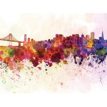San Francisco Skyline Watercolor Wall Mural