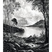 Engraved Drawing Of Derwentwater Lake District Wall Mural