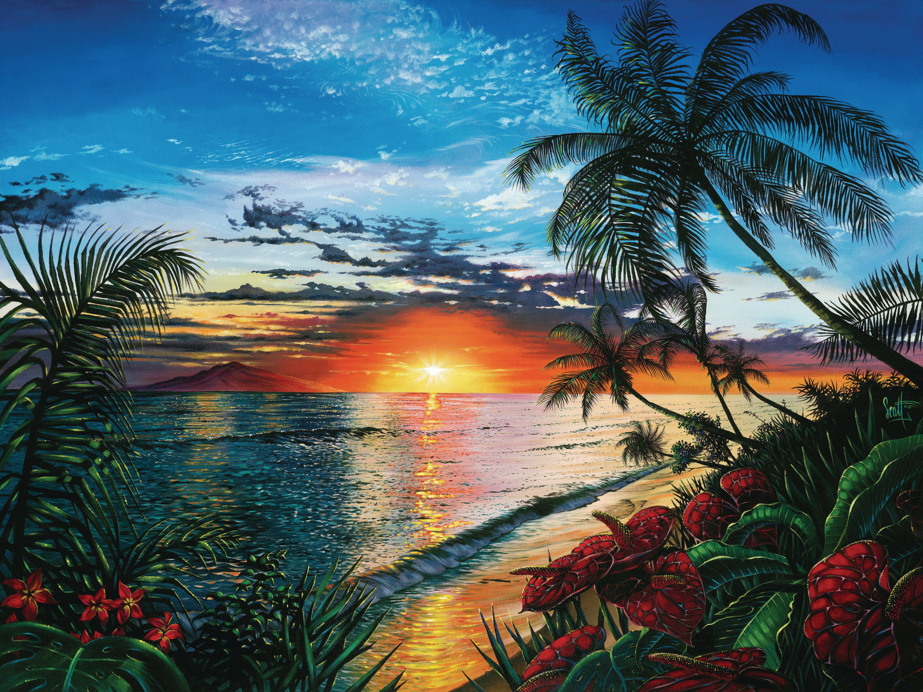 tropical sunset wallpaper