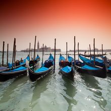 Red Sky Gondolas Wall Mural