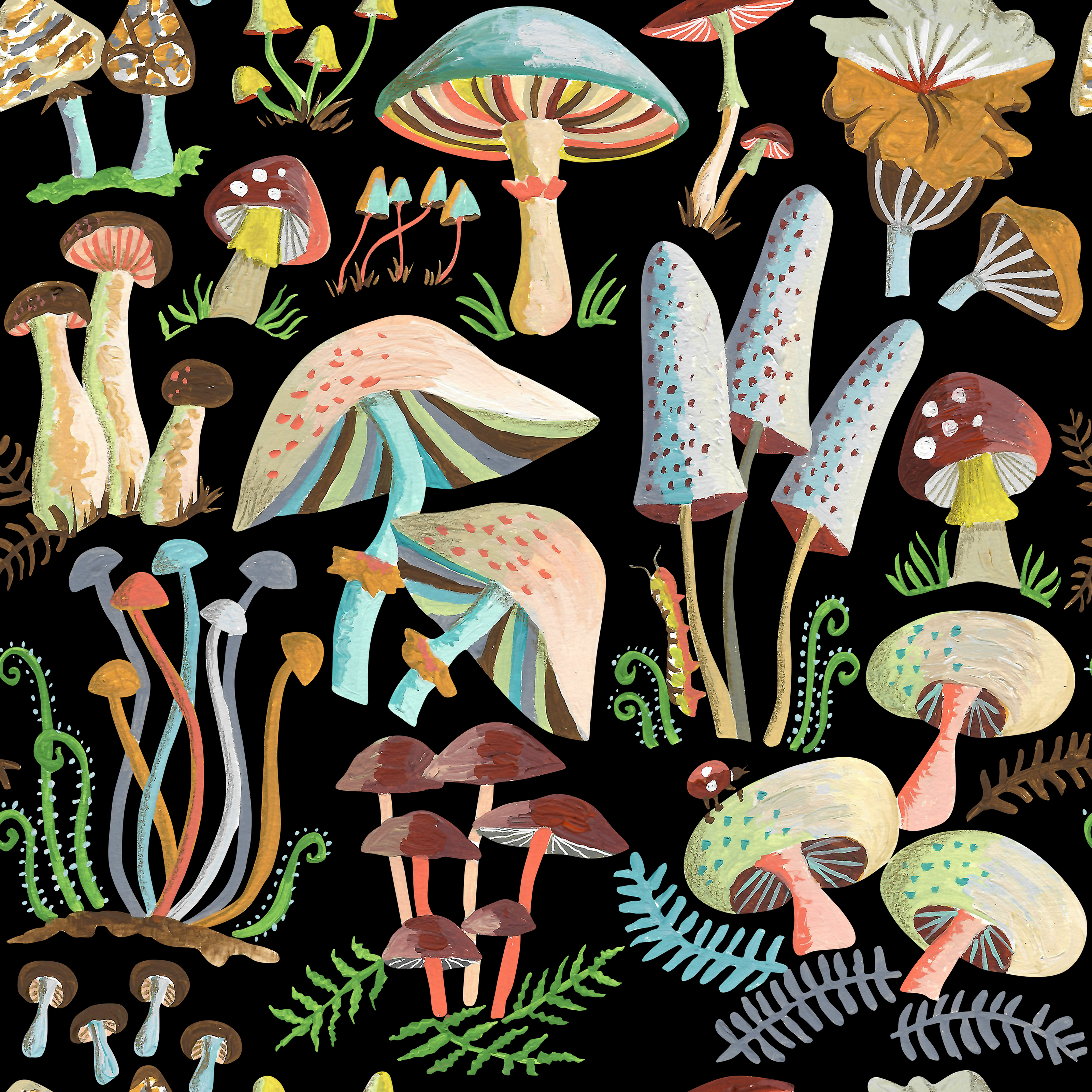 Vintage Mushroom Wallpaper Botanical Wallpaper Peel and - Etsy