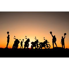 Motocross Team Silhouette Wall Mural