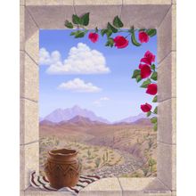 Bougainvillea And Zia Pot Wall Mural