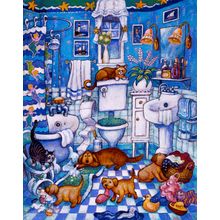 Bathroom Pups Mural Wallpaper