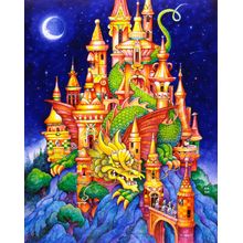 Red Castle Green Dragon Wall Mural