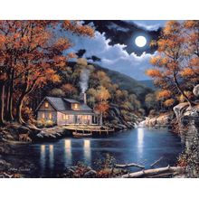 Cabin By The Lake Wall Mural