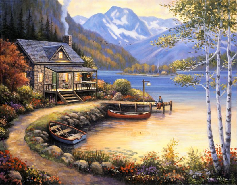 Fishing-At-The-Lake-Wall-Mural