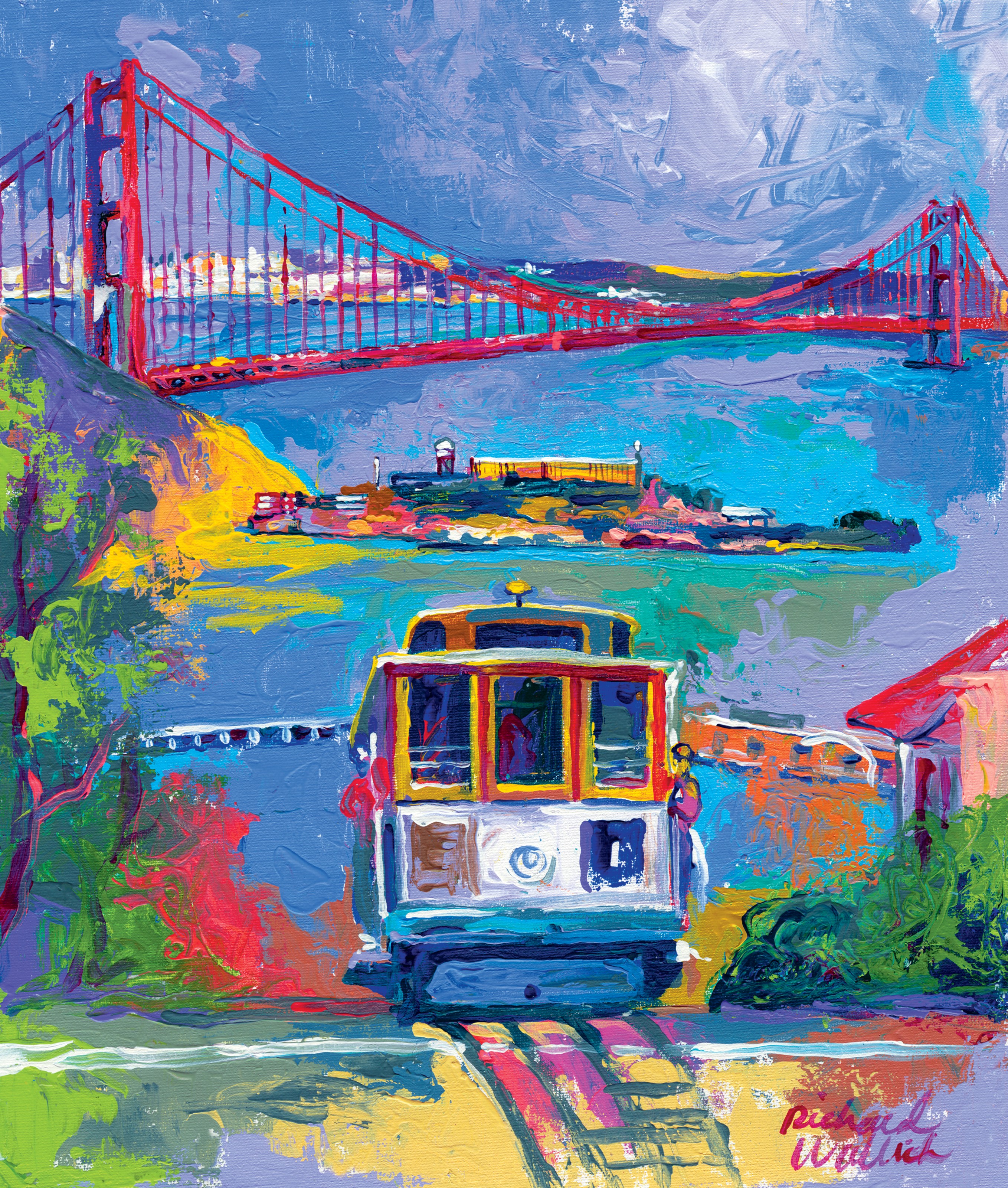 Cable Cars Brother, San shops Francisco-KoKing FORT-z894-Home Decor Holiday Artwork Texture Painting Dining Wall Art