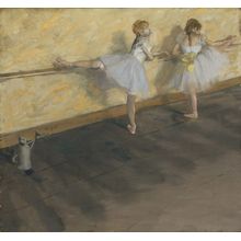 Dancers Practicing at the Barre Mural Wallpaper