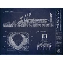 Comerica Park Blueprint Wall Mural