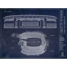 Gillette Stadium Blueprint Mural Wallpaper
