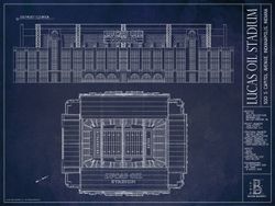 Old Tiger Stadium Blueprint Mural - Murals Your Way