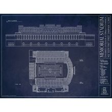 Memorial Stadium at University of Illinois Blueprint Wall Mural