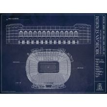 University of Michigan Stadium Blueprint Wall Mural