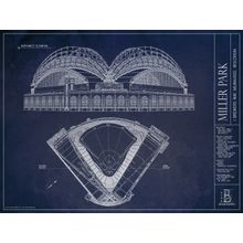 Miller Park Blueprint Mural Wallpaper