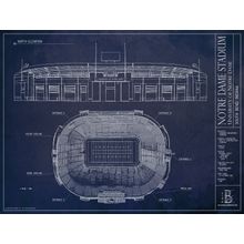 Notre Dame Stadium Blueprint Wall Mural