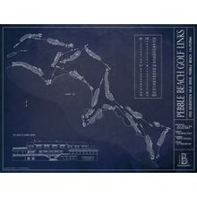 Pebble Beach Golf Links Blueprint Wallpaper Mural