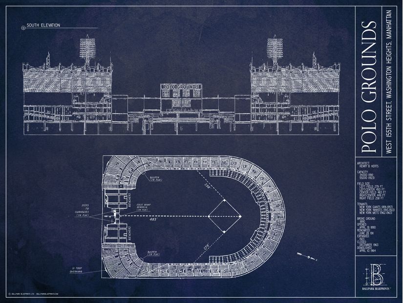 Polo Grounds Blueprint Mural Murals Your Way