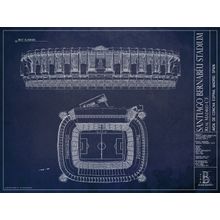 Santiago Bernabeu Stadium Blueprint Wall Mural