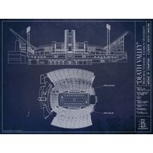 Clemson University Memorial Stadium Blueprint Wall Mural