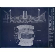 Clemson University Memorial Stadium Blueprint Wallpaper Mural