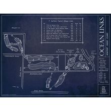 Ocean Links Golf Course Blueprint Wall Mural