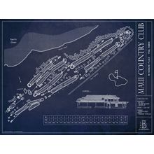 Maui Country Club Blueprint Wall Mural